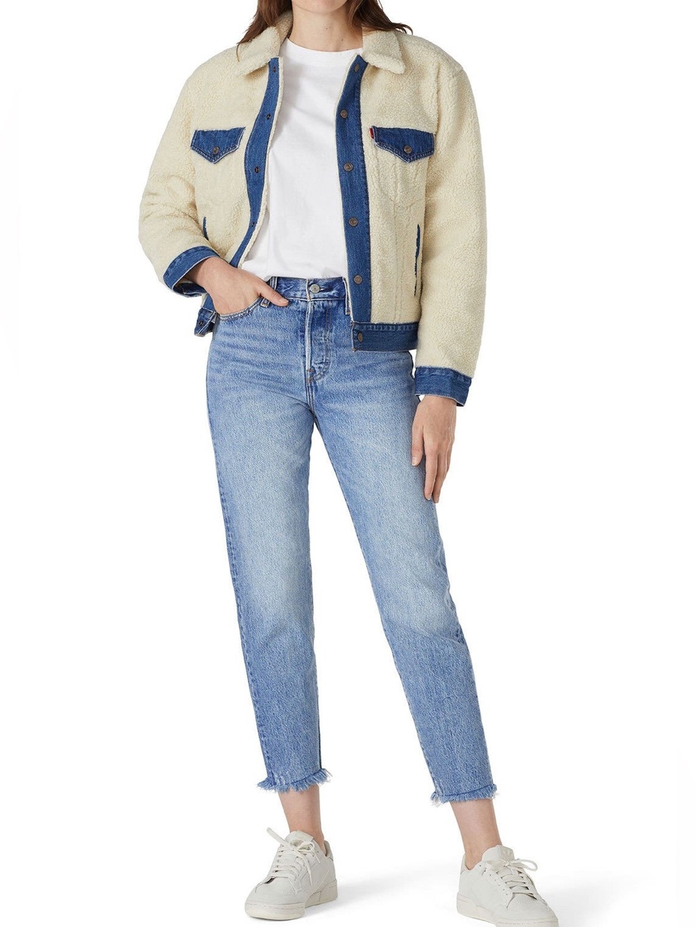 Levi’s Wedgie Jeans 26 Blue High Rise Cropped Straight Raw Hem